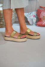 GLAMAZONS Gold Flatforms