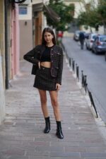 AVANT GARDE Black and Gold Checkered Skirt