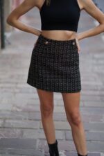 AVANT GARDE Black and Gold Checkered Skirt - Image 2
