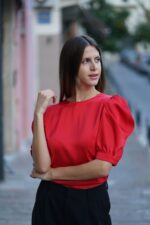 AVANT GARDE Red Satin Top - Image 2