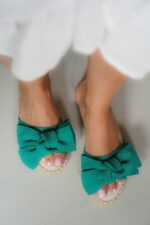 ANESIS Bow Suede Flats -Petrol - Image 3