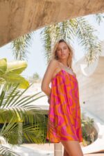 SUNDRESS Grace Amazonia Fuchsia Orange - Mini Dress - Image 3