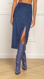 STEFANIA VAIDANI Fredric Suede Midi Skirt - Image 2