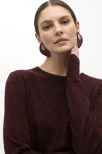 Round neck shimmer sweater bordeaux - Image 2