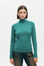 Top with mock neck petrol