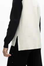 Sweater with contrast sleeve and button details - Image 2