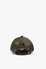 Leather-effect cap with stud detail khaki - Image 4