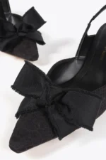 Slingback shoes with satin bow detail - Image 3
