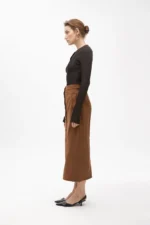 Faux suede pencil midi skirt camel - Image 5