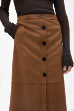 Faux suede pencil midi skirt camel - Image 4