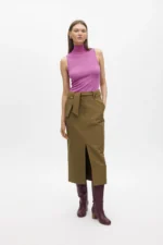 Sleeveless high neck knit top fuchsia - Image 3