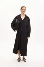 Technical fabric trench coat with belt navy - Image 6
