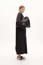 Technical fabric trench coat with belt navy - Image 4