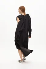 Technical fabric trench coat with belt navy - Image 3