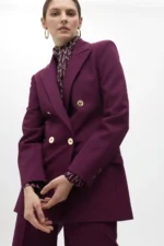 Double-breasted crossover blazer in comfort fabric bordeaux - Image 5