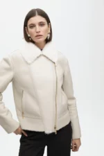 Double-sided biker jacket ecru