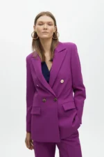 Double-breasted crossover blazer in comfort fabric buganvilia