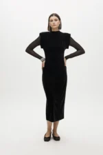 Long velvet dress with transparent sleeves - Image 6