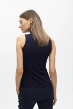 Sleeveless high neck knit top navy blue - Image 2