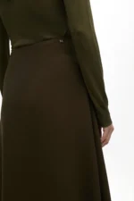 Crepe midi skirt flared khaki - Image 4