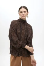 Animal print high neck blouse