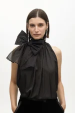 Tied halter top black