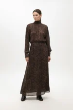 Animal print high neck dress