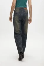 Distressed wide-leg jeans with shiny copper-coloured details - Image 3
