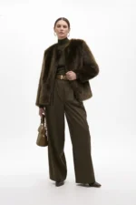 Palazzo suit trousers with darts khaki - Image 5