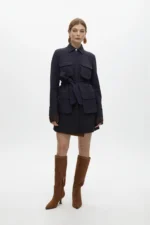 Short shirt dress with pockets and belt navy