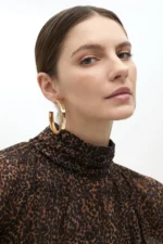 Animal print high neck blouse - Image 3