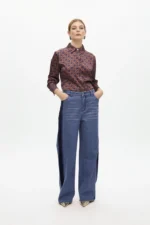 Jeans with velvet side details