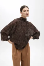 Animal print high neck blouse - Image 2
