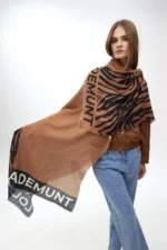 Scarf with zebra print and logo camel
