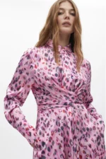 Animal print midi shirt dress pink - Image 5