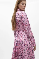 Animal print midi shirt dress pink - Image 3