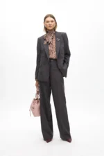 Straight trousers with pinstripe elastic
