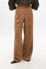 High-waist wide leg trousers with darts camel - Image 2