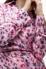 Short knotted animal print crossover dress pink - Image 5