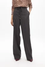 Straight trousers with pinstripe elastic - Image 2