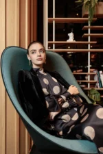 High neck polka dot puff dress - Image 6