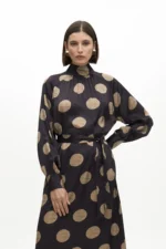 High neck polka dot puff dress - Image 5