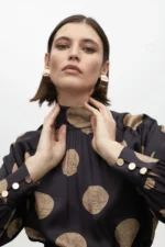 High neck polka dot puff dress - Image 4