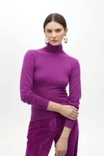 Wool blend high neck sweater