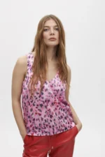 Printed V-neck top