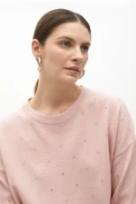 Sweater with rhinestones pink - Image 4