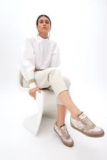 Wedge heel trainers with leather details - Image 2