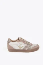 Wedge heel trainers with leather details