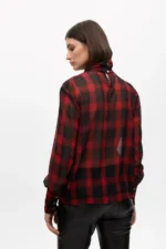 Shirt with tie and contrast tartan and animal print - Image 2
