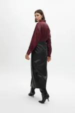 Faux leather pencil skirt with side detail - Image 4